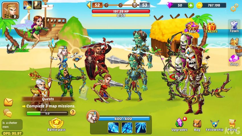 Karakter utama Firestone Idle Clicker RPG sedang bertarung