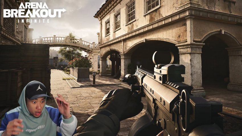 Pemain Arena Breakout Infinite sedang bertarung di peta multipemain
