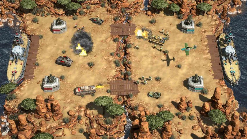 Gameplay Battle Islands: Commanders dengan armada kapal dan basis militer