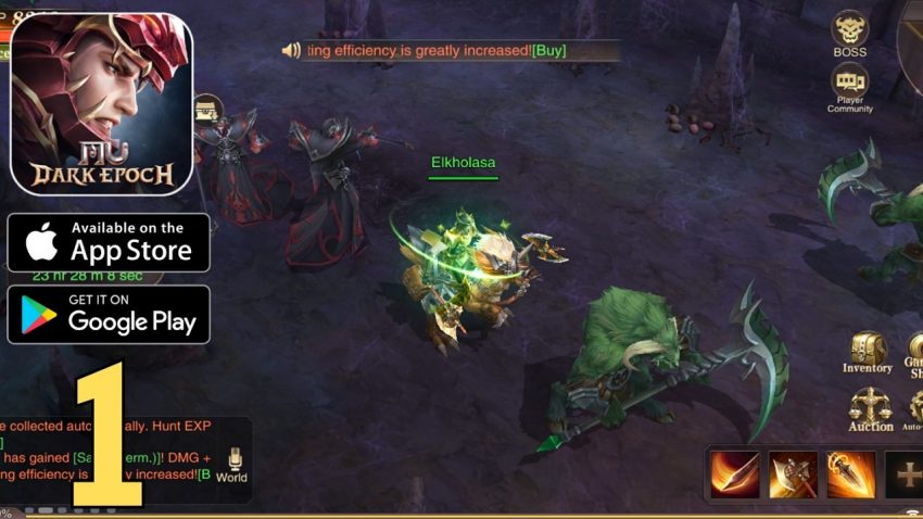 Dark Knight karakter utama MU Dark Epoch dengan pedang dan armor hitam