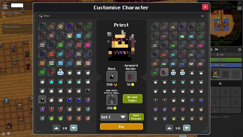 Karakter Wizard dan Knight di Realm of the Mad God Exalt dalam pertempuran pixel MMO