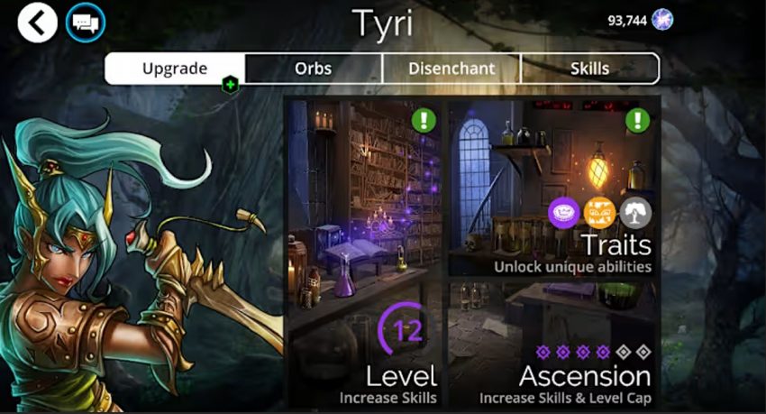 Gameplay Gems of War puzzle RPG dengan sistem match 3 dan tim hero melawan monster