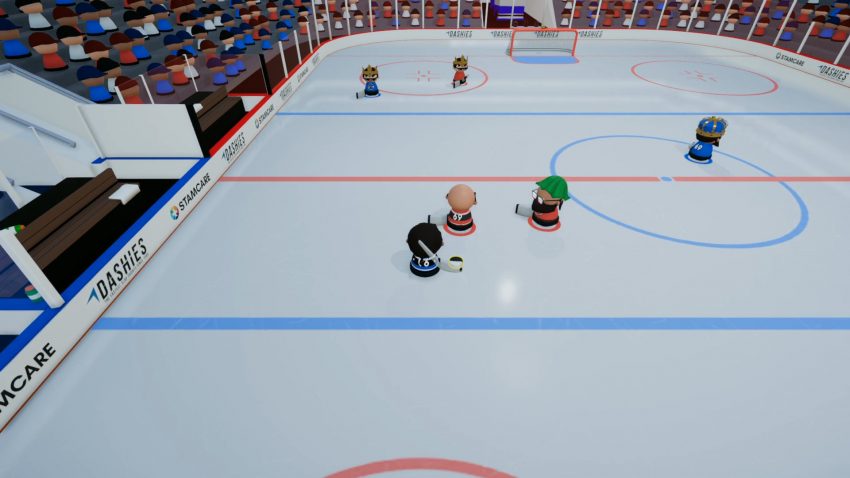 Gameplay Slapshot Rebound saat pertandingan hoki online kompetitif di PC