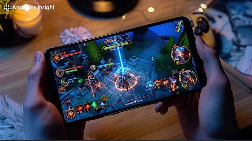 Genshin Impact mobile game with characters exploring an open world