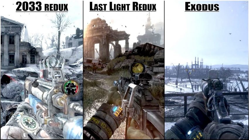 Karakter Artyom memegang senjata di terowongan gelap Metro Last Light Redux