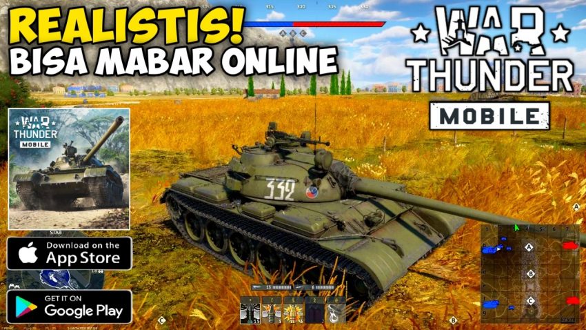 Gameplay War Thunder menampilkan tank dan pesawat tempur dalam pertempuran militer realistis