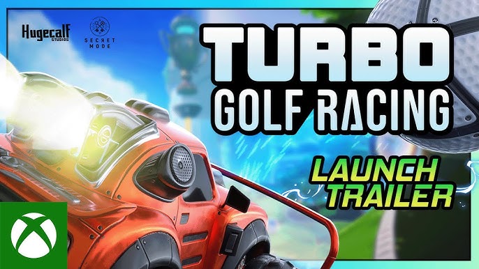 Turbo Golf Racing gameplay mobil futuristik memukul bola golf di arena balap