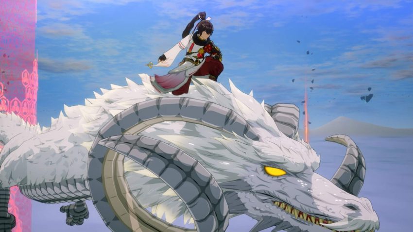 Gameplay Rune Factory Guardians of Azuma dengan karakter bertarung di desa Jepang