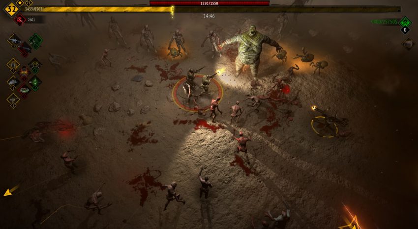 Karakter tim bertarung melawan ribuan zombie di Yet Another Zombie Survivors