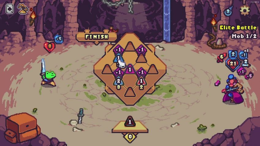 Pertarungan Die in the Dungeon menggunakan sistem dadu dalam dungeon roguelike