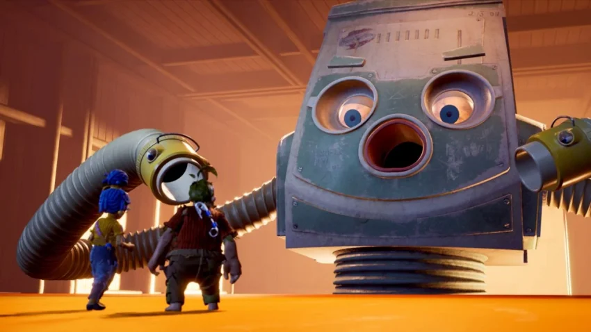 Gameplay It Takes Two menampilkan Cody dan May bekerja sama dalam puzzle co-op