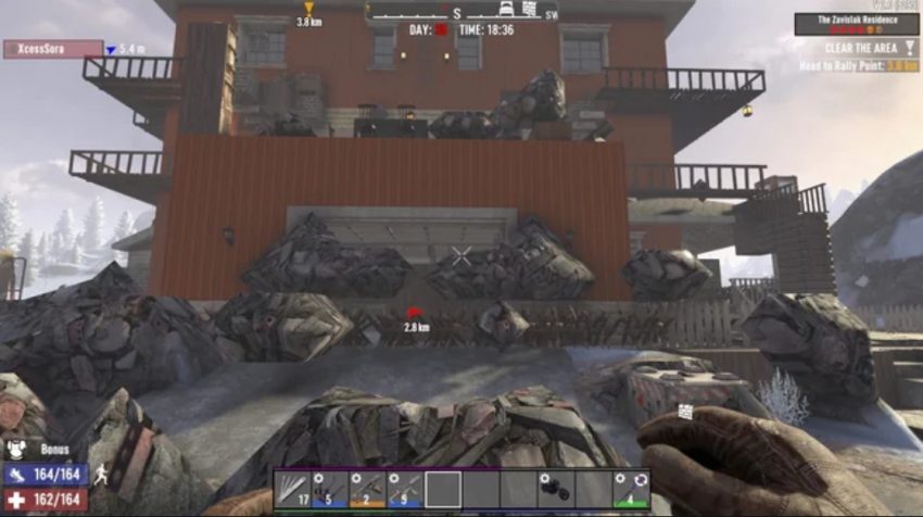 Karakter bertahan hidup melawan zombie di game 7 Days to Die