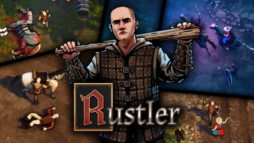 Gameplay Rustler Grand Theft Horse dengan karakter mencuri kuda di dunia open world abad pertengahan