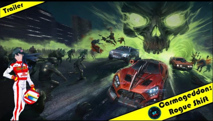 Carmageddon Rogue Shift menampilkan kendaraan balap tempur dalam arena futuristik dengan efek ledakan realistis
