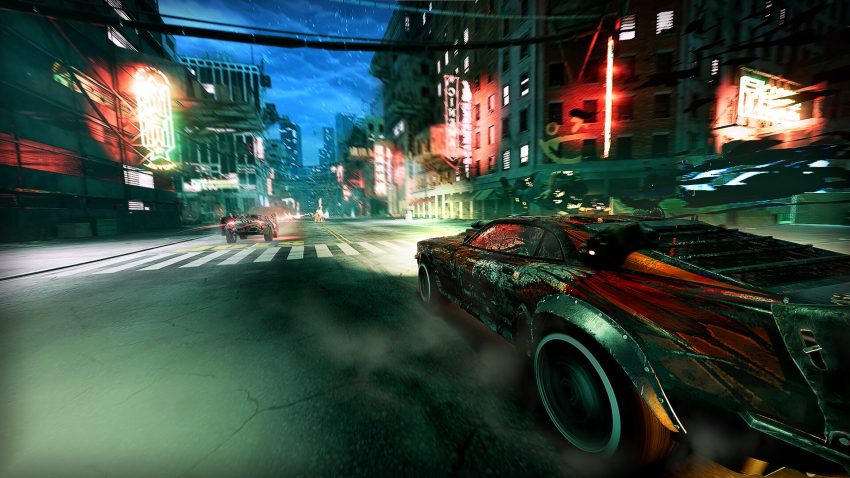 Mobil Formula sedang berlomba dalam game New Star GP dengan grafis retro dan lintasan balap yang kompetitif