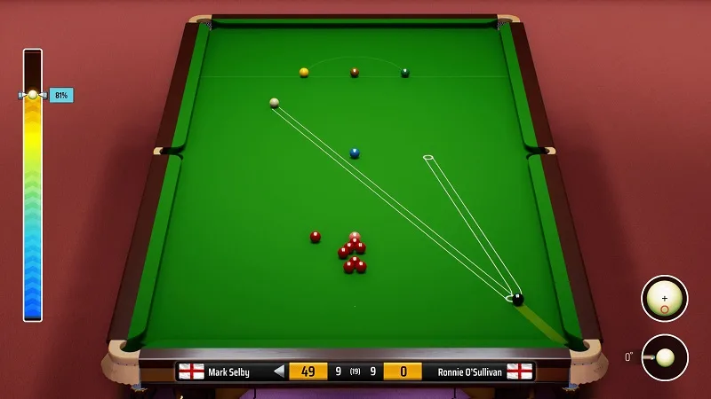 Pemain profesional bertanding dalam game Snooker 19 dengan grafis realistis dan suasana turnamen resmi