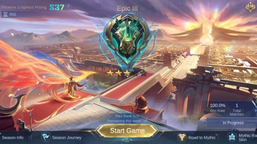 Pemain Mobile Legends sedang push rank menuju Mythic menggunakan hero meta terbaik