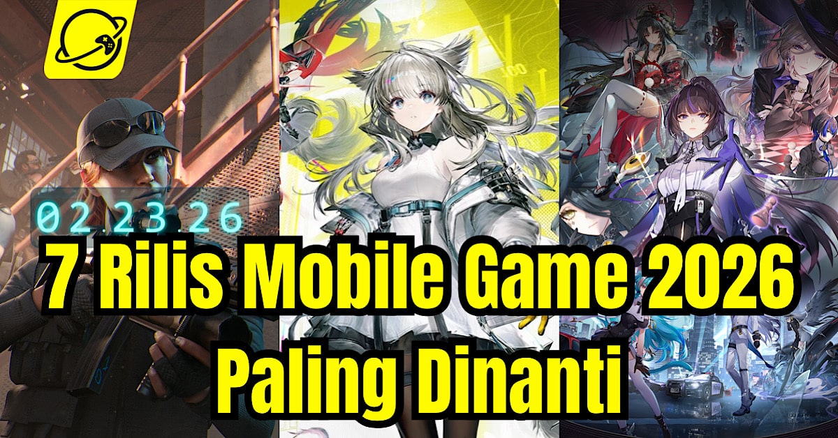 Ilustrasi tren mobile games 2026 dengan tampilan smartphone dan berbagai genre game populer