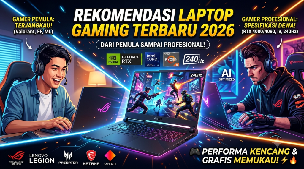 Teknologi gaming 2026 dengan perangkat gaming modern dan grafis game berkualitas tinggi